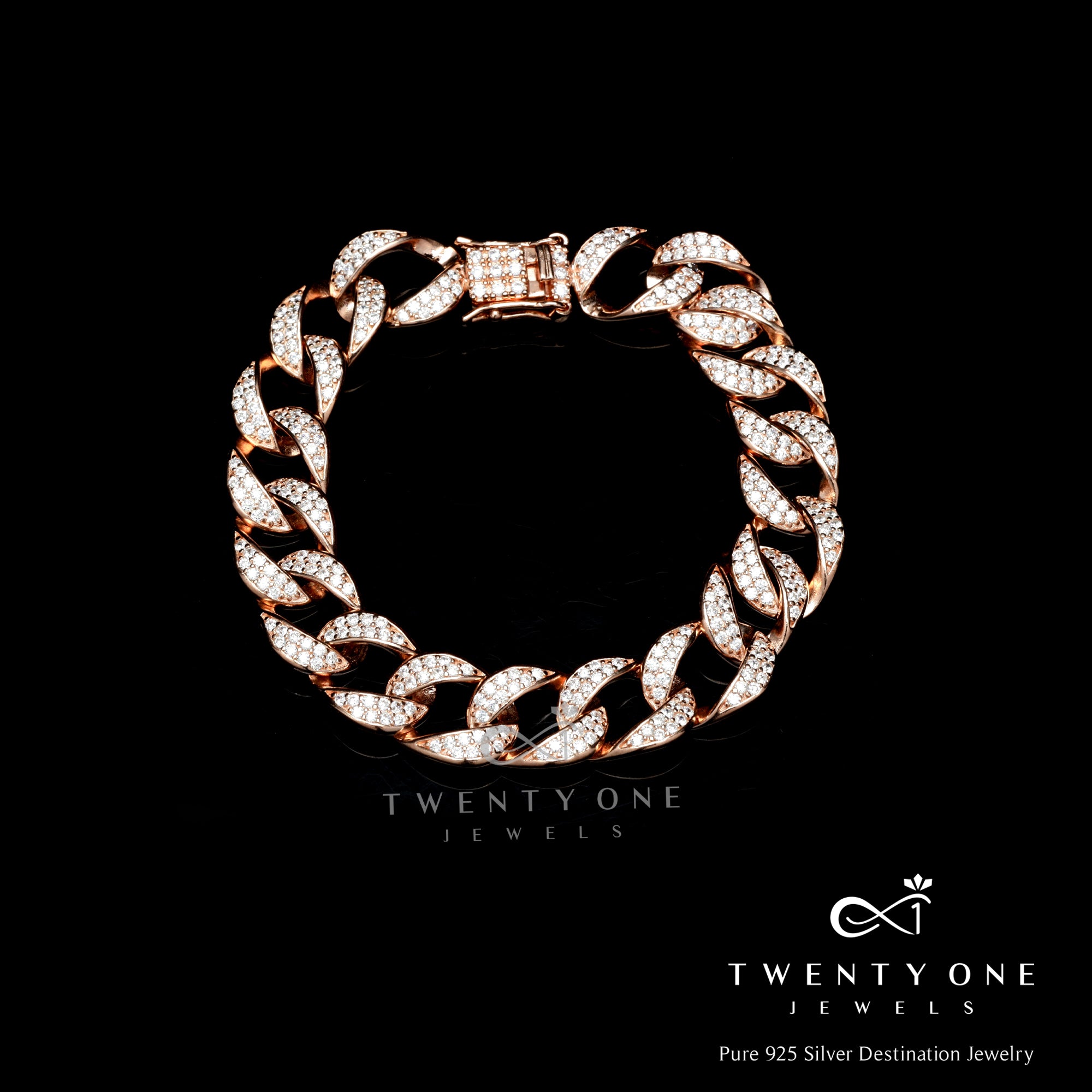 Diamond Studded Rectangular Link Bracelet – With Clarity